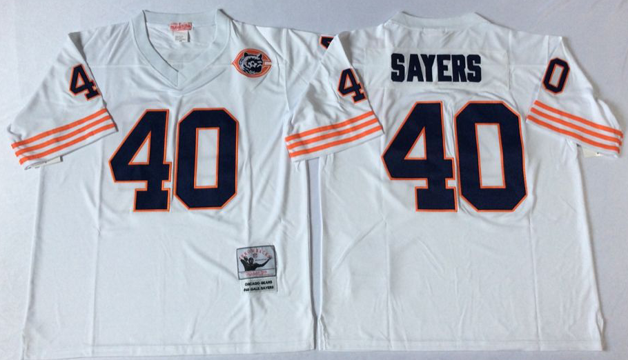 Men NFL Chicago Bears #40 Sayers white Mitchell Ness jerseys->chicago bears->NFL Jersey